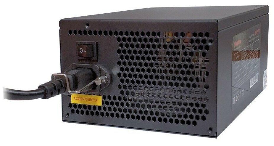 EXEGATE Блоки питания EX219465RUS-S Блок питания XP600, ATX, SC, black, 12cm fan, 24p+4p, 6 8p PCI-E, 3 SATA, 2 IDE, FDD + кабель 220V с защитой от