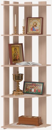 Изображение товара Стеллаж для икон угловой (ширина*глубина*высота: 42х42х180 см) цвет: Ясень шимо светлый