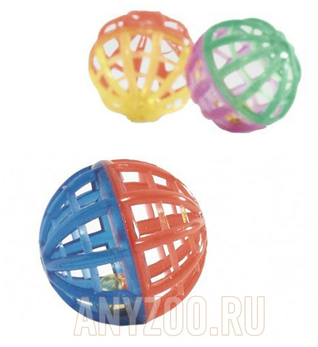 Beeztees Игрушка для кошек Мяч-погремушка сетчатый, пластик 4см (1 шт)