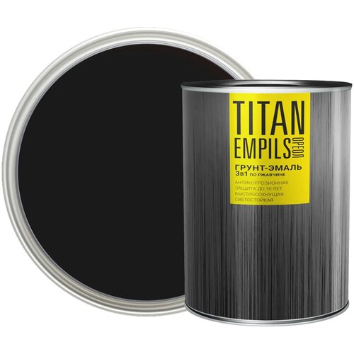 Грунт-эмаль для металлических поверхностей 3 в 1 Ореол Титан гладкая черная RAL 9005 0,9 кг.