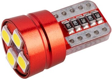 Автолампа диод T10 (W5W) 12V 4 SMD диодов без цоколя 1-конт Белая SKYWAY Салон габариты