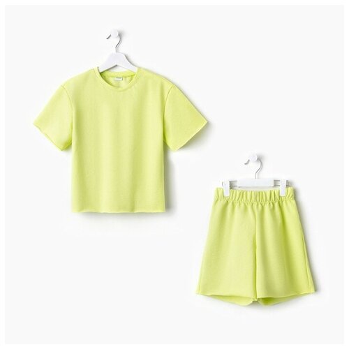Комплект (футболка, шорты) MINAKU 9436184 для девочки, цвет лимонный, размер 134 см