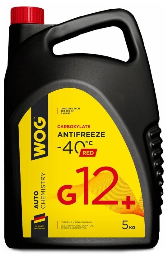 Антифриз 5Кг - Готовый Красный, G12, Toyota Tsk 26016, Gm 6277M, Mb 326.3, Man 324 Snf, Ford Wss-M97b44-D, Citroen B71 5110, ...