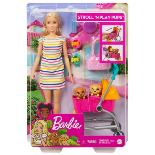 Игровой набор Mattel Barbie Барби с щенками в коляске