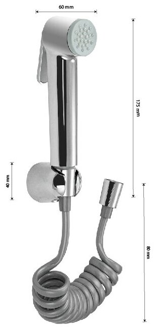 Набор биде гигиенический санакс, с пружинным шлангом, хромированный