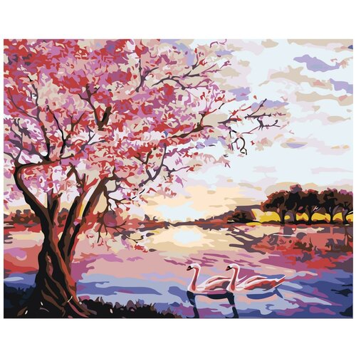 Весеннее озеро с лебедями Раскраска картина по номерам на холсте озеро с лотосами раскраска картина по номерам на холсте