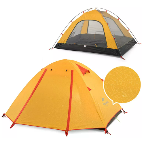 Палатка Naturehike P-Series 2-местная, алюминиевый каркас, желтая палатка naturehike p plus 4 местная алюминиевый каркас зеленый
