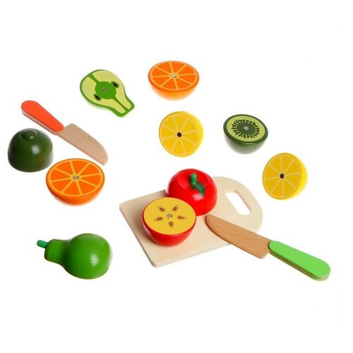 Деревянные фрукты КНР набор разрезных фруктов с ножом, 8 предметов