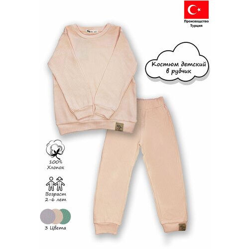 фото Комплект одежды civil kids, свитшот и брюки, повседневный стиль, размер 116, розовый