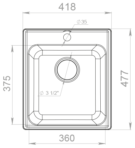 Кухонная мойка GranFest QUARZ ECO-17 1-чаш. 420*480 (белый) - фотография № 8