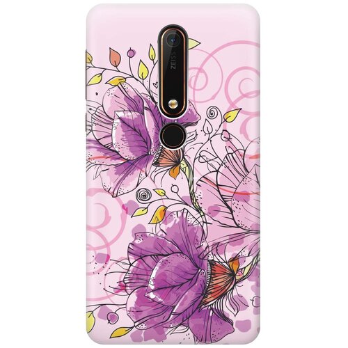 фото Re:pa накладка transparent для nokia 6 (2018) с принтом "розовые цвета"
