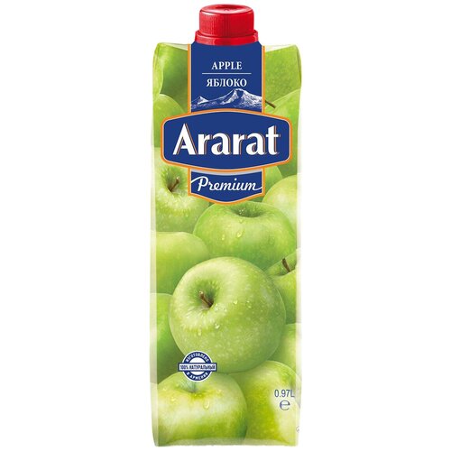Сок Ararat Premium Яблоко, без сахара, 0.97 л, 1000 г