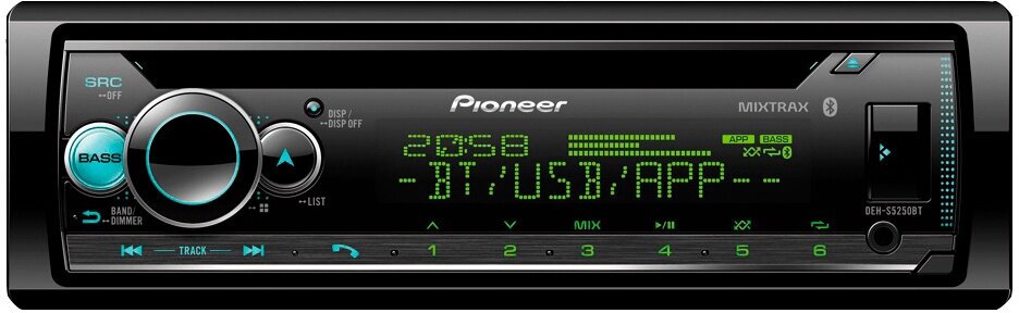 Автомагнитола Pioneer DEH-S5250BT 1DIN 4x50Вт DSP 2 ПДУ RDS