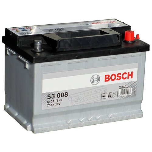 Аккумулятор автомобильный Bosch S3008 70 А/ч 640 A обр. пол. Евро авто (278x175x190)