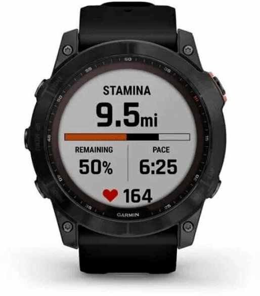 Часы Garmin Fenix 7X Sapphire Solar титановый DLC с силиконовым черным ремешком