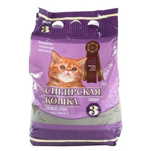 Комкующийся наполнитель Сибирская кошка Для котят Комкующийся, 3л, 1 шт. комкующийся наполнитель сибирская кошка ультра 3л 1 шт