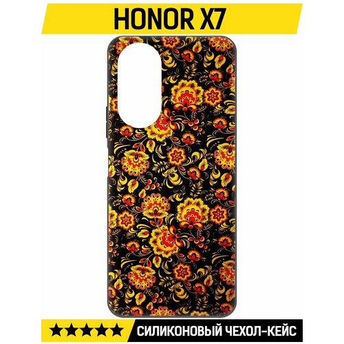 Чехол-накладка Krutoff Soft Case Хохлома для Honor X7 черный
