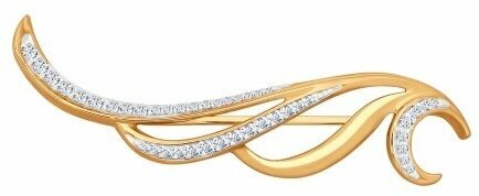 Брошь Diamant online, серебро, 925 проба, золочение, фианит