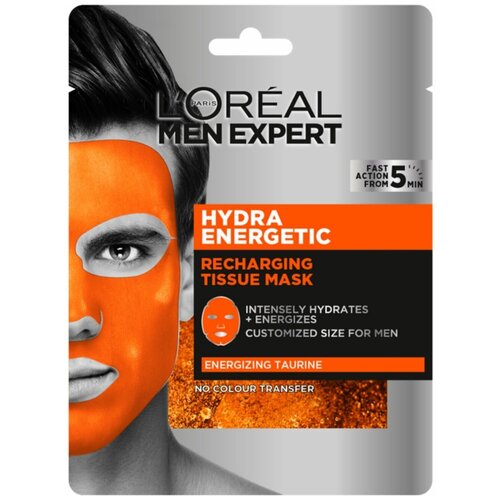 LOreal Paris Тканевая Маска увлажняющая Hydra Energetic. Гидра Энергетик серии Men Expert