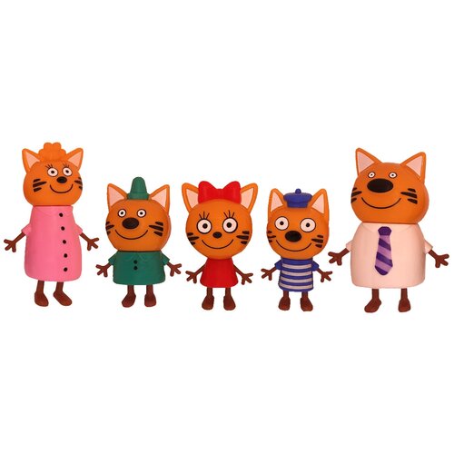 фото Набор "3 кота" из 5 фигурок папа, мама, коржик, карамелька, компот три кота