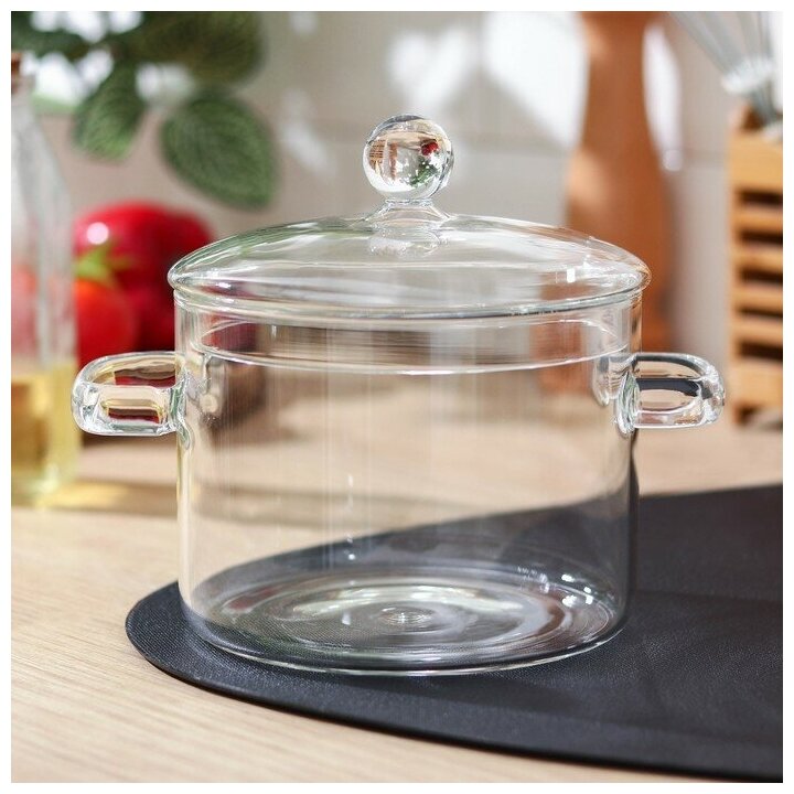 фото Кастрюля из жаропрочного стекла "Лия", 1.2 л, 20x14 см