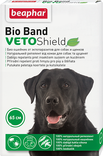 Антипаразитарное средство Beaphar "VETO Shield Bio" Биоошейник для собак и щенков 65 см, зеленый