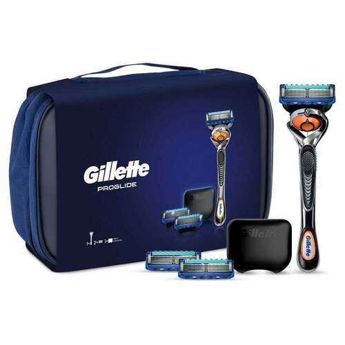 Подарочный набор мужской Gillette Proglide бритва с 1 кассетой + 2 касс. + чехол в косметичке gillette набор лучше тебя мужчины нет