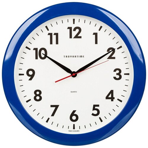 фото Часы настенные кварцевые тройка 61640611 белый/синий