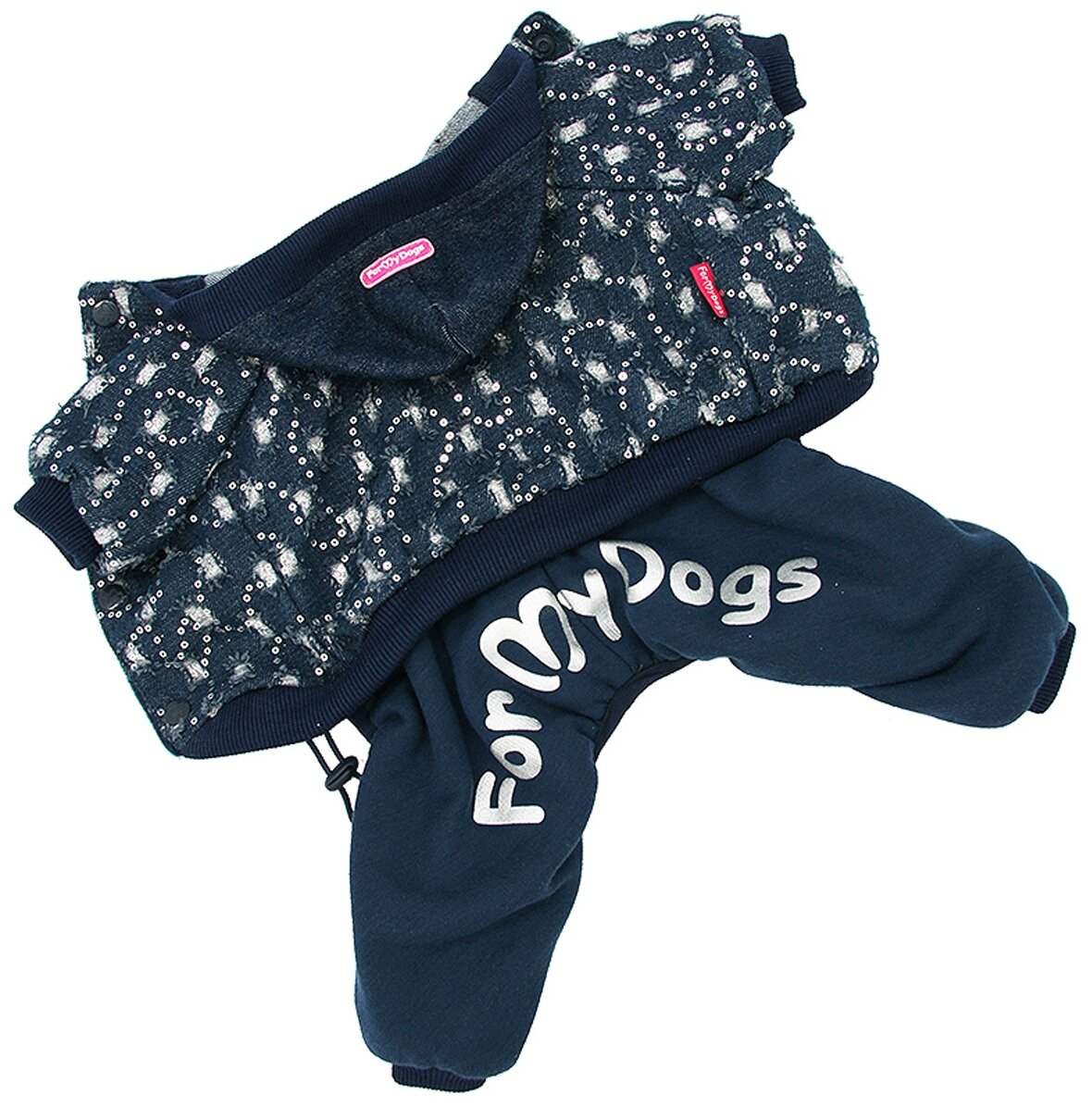 FOR MY DOGS костюм для собак утепленный джинс синий FW909-2020 (12Chh) - фотография № 1