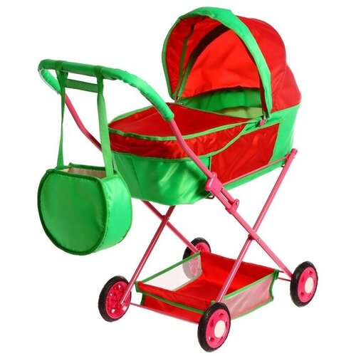 Коляска кукольная №4, цвет красно-зелёный коляска кукольная 4