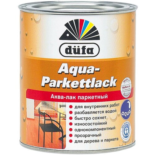 Лак в/д паркетный DUFA Aqua Parkettlack 0,75л полуматовый, арт. МП000000918 лак паркетный dufa parkettlack полуматовый 2 л