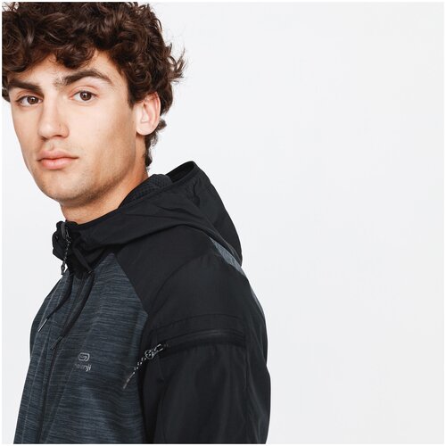 фото Куртка для бега run warm+ с карманом для смартфона мужская, размер: m, цвет: угольный серый kalenji х декатлон decathlon
