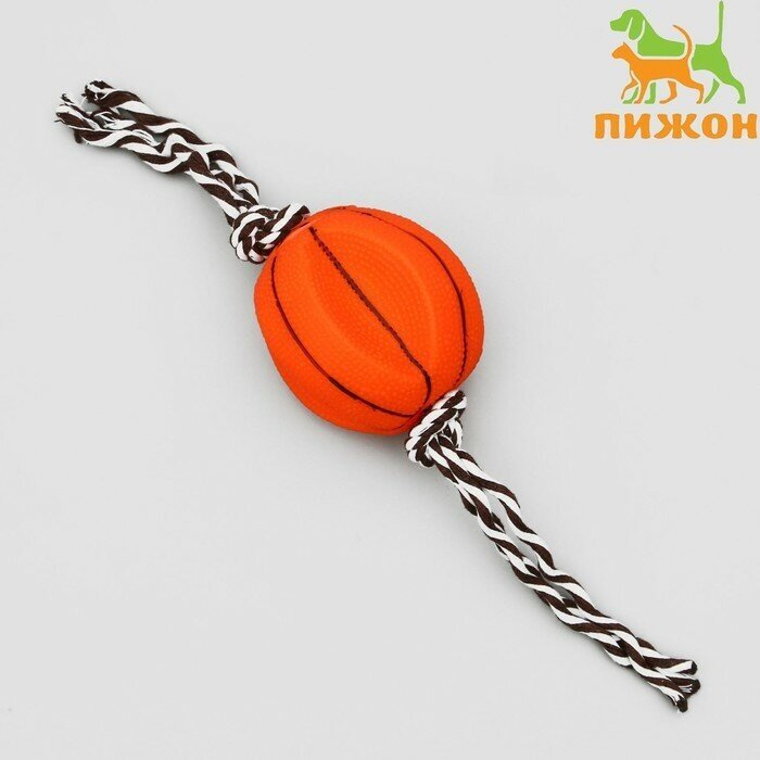 Игрушка на канате Баскетбольный мяч для собак, 9 см, микс цветов 1 шт