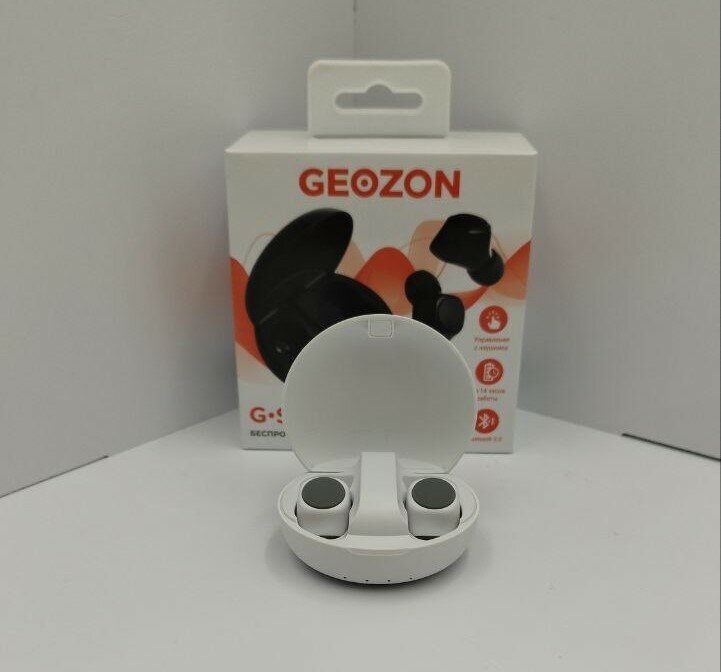Гарнитура GEOZON Space, Bluetooth, вкладыши, белый [g-s07wht] - фото №3