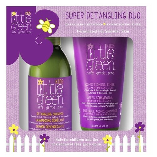 little green kids shampoo Little Green Набор для облегчения расчесывания и распутывания волос Kids Super Detangling Duo, 240 мл