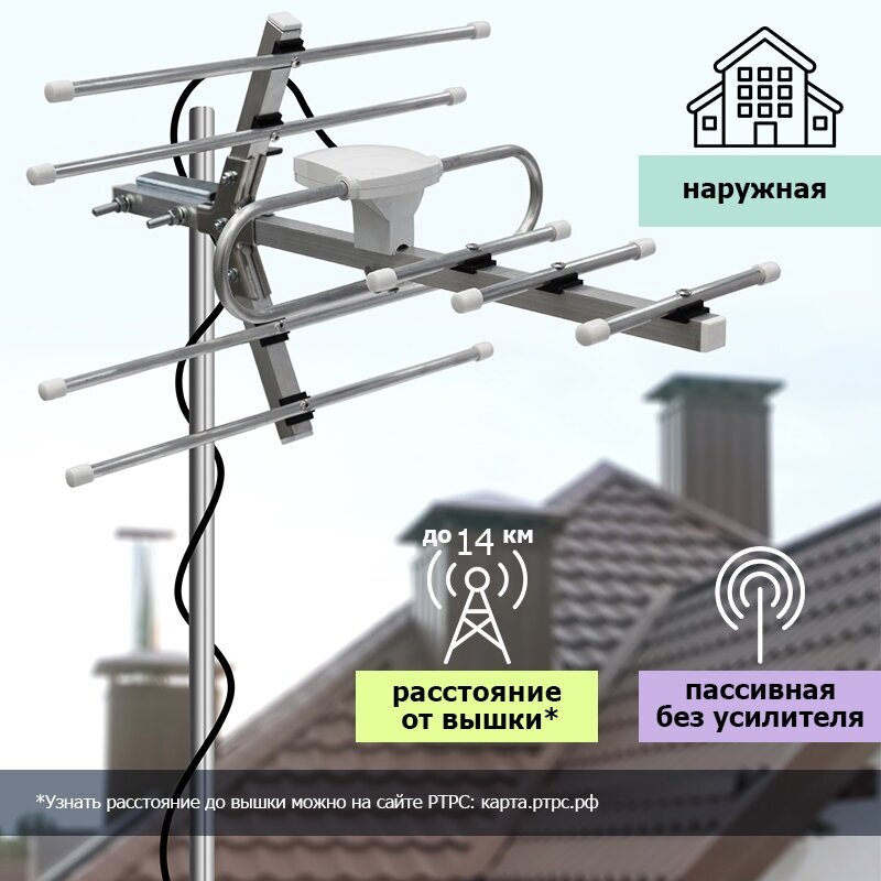 ТB антенна наружная для цифрового телевидения DVB-T2, RX-410-1 REXANT