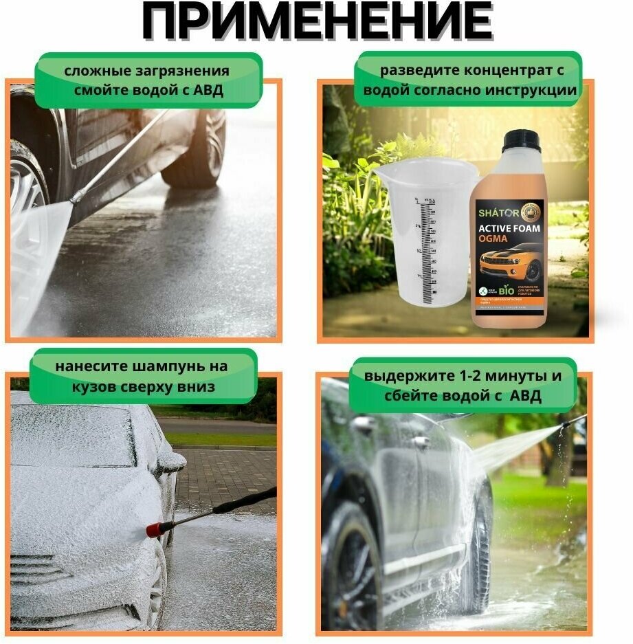 SHATOR Автошампунь для бесконтактной мойки / активная пена "ACTIVE FOAM OGMA" концетрат 1 литр