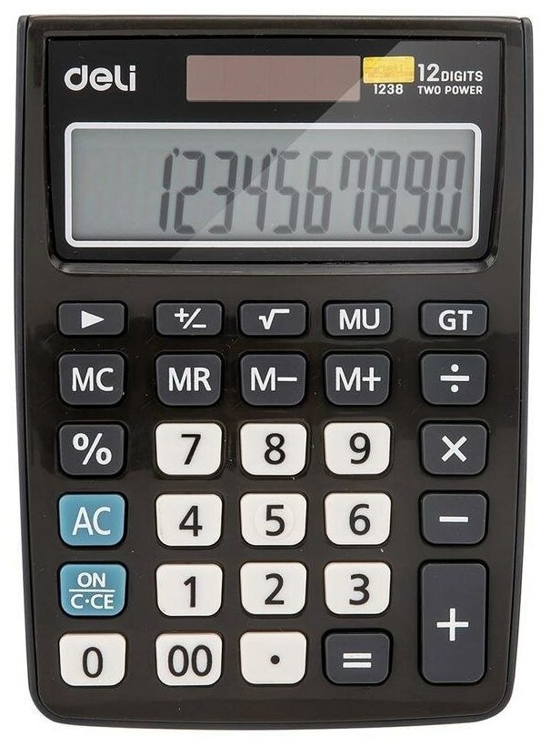 Калькулятор настольный Deli E1238 (12-разрядный) черный