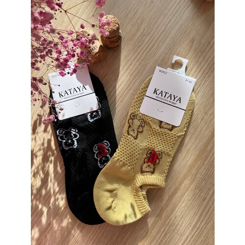 фото Женские носки kataya, размер 36-41, горчичный, черный