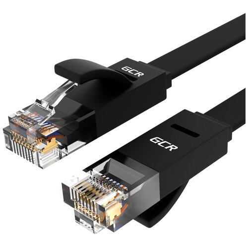 фото Плоский 1.5м lan patch cord gcr сетевой кабель патч корд utp cat 6 rj 45 для ethernet cable роутер smart tv черный