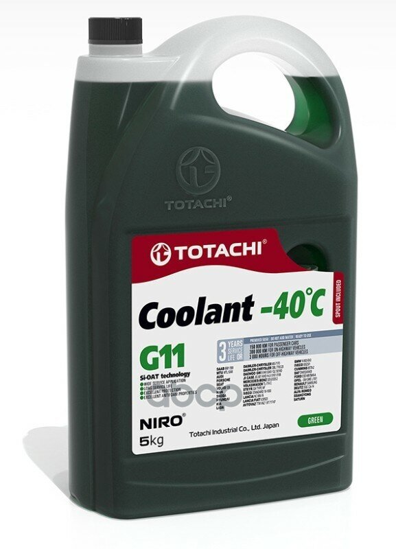 Жидкость Охлаждающая Низкозамерзающая Totachi Niro Coolant Green -40C G11 5Кг TOTACHI арт. 43205