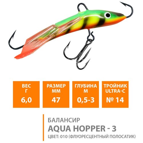 Балансир AQUA HOPPER 47mm, набор 2шт, цвет 001SR (серебренная металлизация)