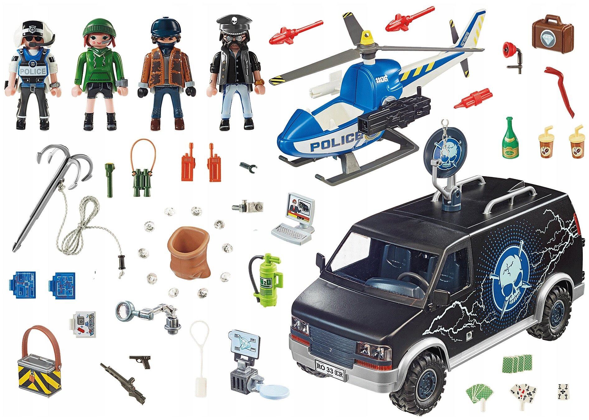 Конструктор Playmobil Погоня на вертолете за беглецами в фургоне 70575 - фото №2