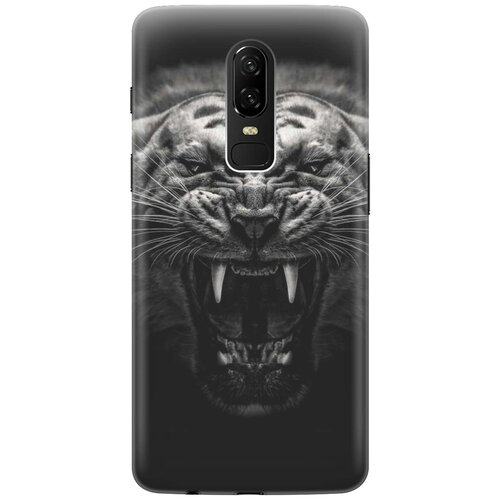 фото Cиликоновый чехол на oneplus 6 / ванплюс 6 с принтом "оскал тигра" gosso