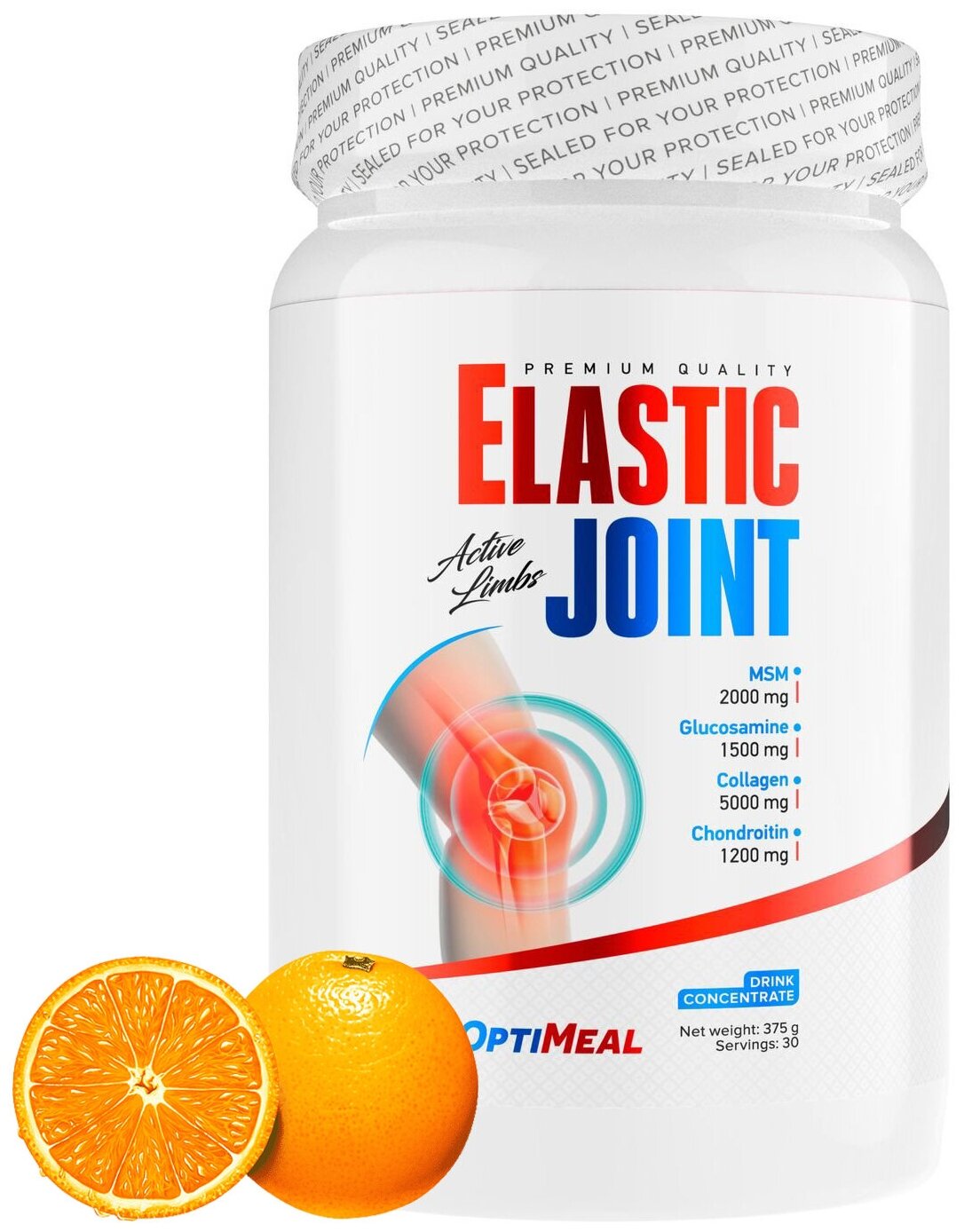 Для здоровья суставов и связок OptiMeal Elastic Joint - 375 г, апельсин