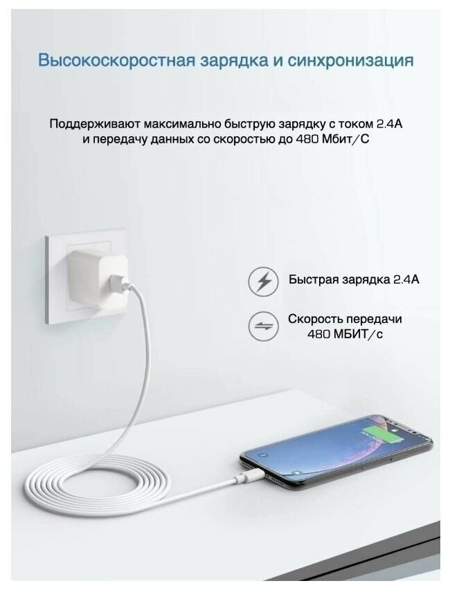 Кабель USB (M)- Lightning (M), 1 м, 1 шт, белый - фотография № 12