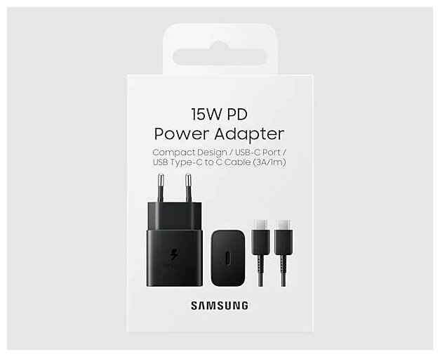 Сетевое зарядное устройство Samsung 15W Power Adapter (быстрая зарядка) EP-T1510XBEGRU с кабелем Type-C to Type-C