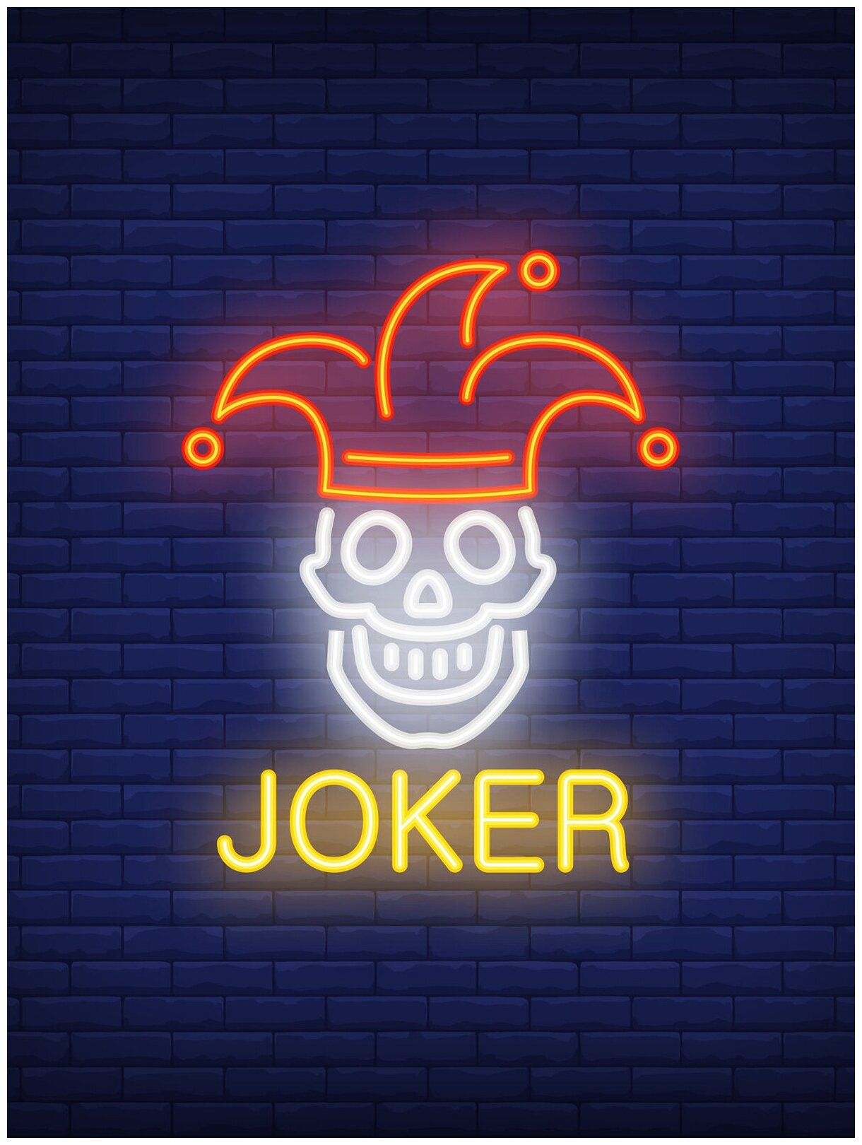 Постер / Плакат / Картина Neon Joker 50х70 см в подарочном тубусе