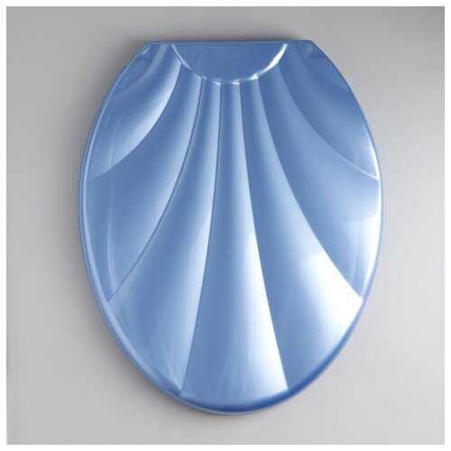 Сиденье для унитаза с крышкой Ракушка , 44,5x37 см, цвет голубой перламутр