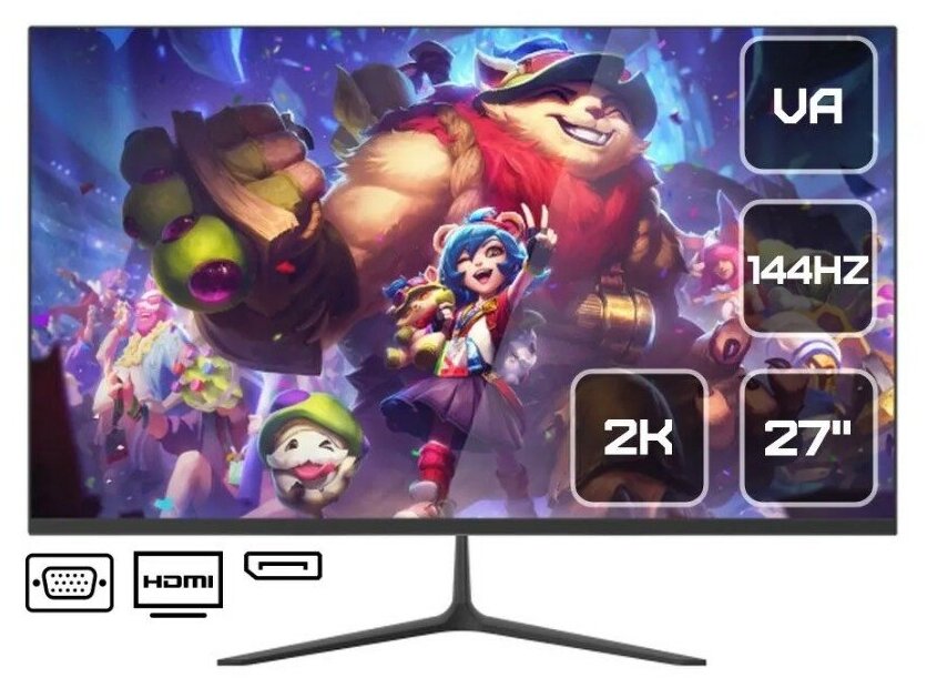 27" Монитор Lime G270 Black (VA, 2560х1440, 2HDMI+DP+USB+Audio out +DC, 144Hz)